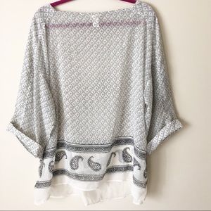 H&M Sheer Black & Cream Paisley Tunic